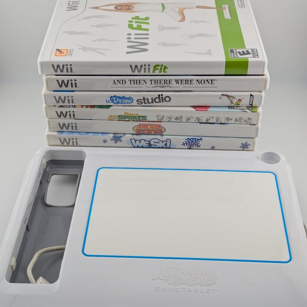 Nintendo Wii Family Game Bundle + uDraw Tablet – 8 Games CIB Tested